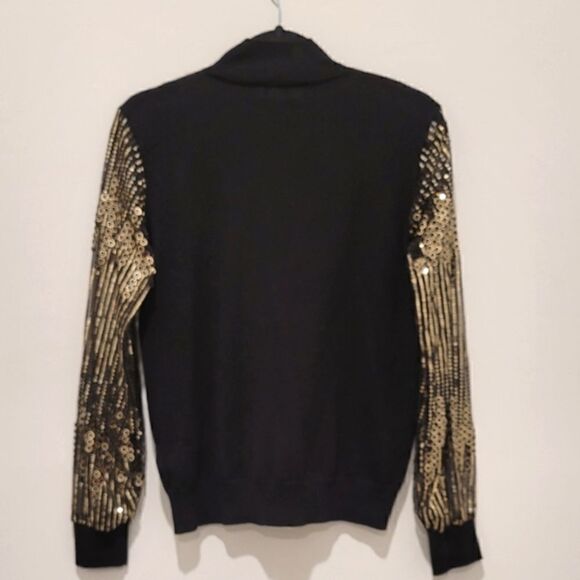 Carmen Marc Valvo top with sequin sleeves Size M - Picture 11 of 16